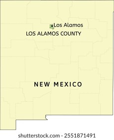 O Condado de Los Alamos e o local designado pelo censo de Los Alamos estão no mapa do estado do Novo México