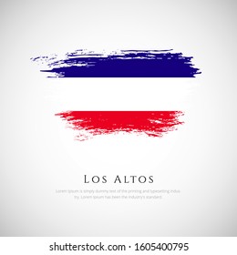 Los Altos flag made in brush stroke background. Creative Los Altos national country flag icon. Abstract painted grunge style brush flag background.