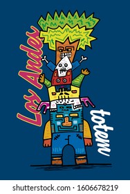 los andes totem,t-shirt design fashion vector illustration for kids