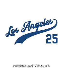 Los Angeles 25 Jersey Nummer. Bearbeitbarer Baseball-Jersey-Zahlendesign-Vektor. 