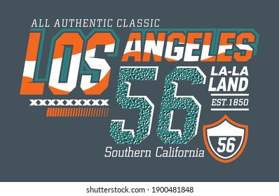 Los Angeles 56.Vintage and typography design in vector illustration.Clothing,t-shirt,apparel and other uses.Eps10