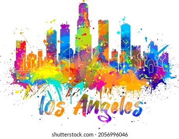 los angeles abstract colorful skyline vector