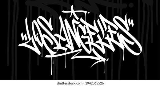 Los Angeles Abstract Hip Hop Urban Hand Written Graffiti Style Vector Illustration Art