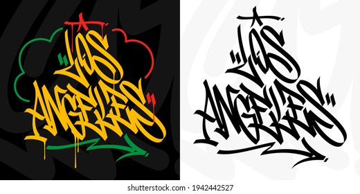 Los Angeles Abstract Hip Hop Urban Hand Written Graffiti Style Vector Illustration Calligraphy