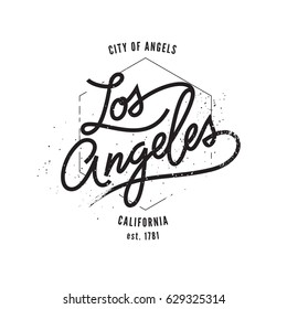 Los Angeles, aged vintage style vector typographic print