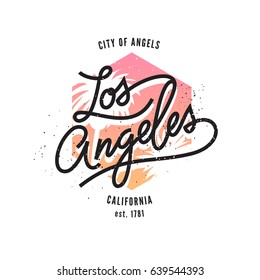 Los Angeles, aged vintage style vector typographic print