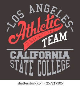 Los Angeles athletic team t-shirt typographic design 