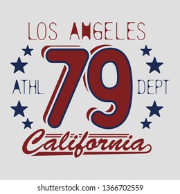 Los Angeles Athletics  t-shirt emblem.Typography stamp, California, sport wear tee print design - Vector.