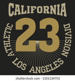 Los Angeles Athletics typography stamp, California t-shirt vector emblem graphics, vintage sport wear design illustration