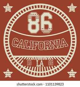 Los Angeles Athletics typography stamp, California t-shirt vector emblem graphics, vintage sport wear design illustration
