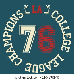 Los Angeles Athletics typography stamp, California t-shirt vector emblem graphics, vintage sport wear design illustration