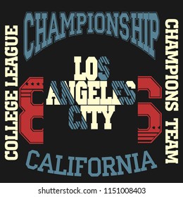 Los Angeles Athletics typography stamp, California t-shirt vector emblem graphics, vintage sport wear design illustration