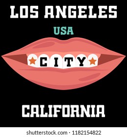 Los Angeles Athletics typography stamp, California t-shirt vector emblem graphics, vintage sport wear design illustration smile