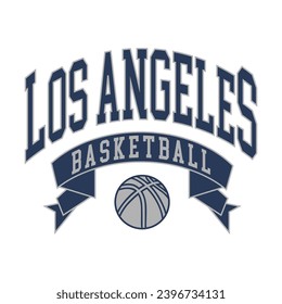 Los Angeles basketball design vector. Editable college t-shirt design printable text effect vector.	
