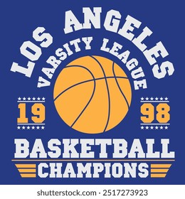 Los Angeles, Basketball-Typografie für Design-Kleidung. Vektorgrafik