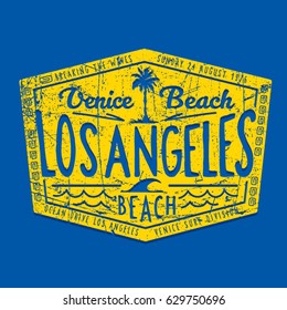 Los Angeles beach typography, tee shirt graphics, vectors, surf , hand drawn artwork

