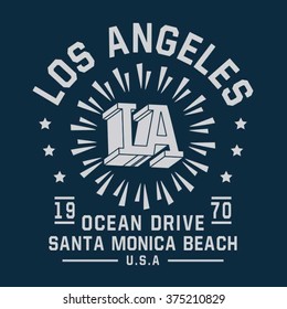 Strandtypografie von Los Angeles, T-Shirt-Grafik, Vektorgrafiken