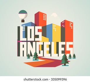 Los Angeles beautiful city in world. Vector illustration