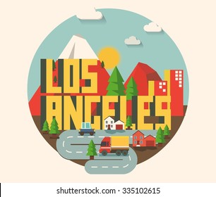 Los Angeles beautiful city in world. Vector illustration