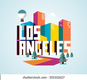 Los Angeles beautiful city in world. Vector illustration