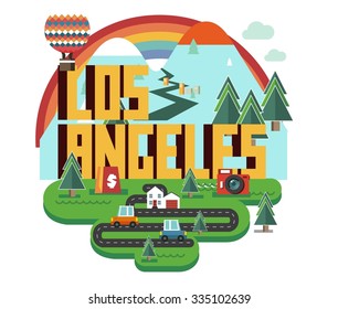 Los Angeles beautiful city in world. Vector illustration