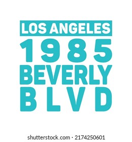 Los angeles beverly blvd 1985 abstract lettering,Graphic design print t-shirts fashion,vector,poster,card