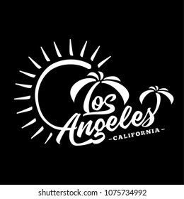Los Angeles. Black and white lettering design. Decorative inscription. Vintage vector and illustration. 