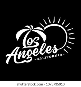 Los Angeles. Black and white lettering design. Decorative inscription. Vintage vector and illustration. 