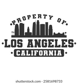 Los Angeles, CA, USA City Varsity Skyline. A Logotype Sports College and University Style. Illustration Design Vector Emblem.