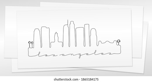 Los Angeles, CA, USA Doodle Skyline Hand Drawn. City One Line Art Illustration Landmark. Minimalistic Sketch Pen Background.