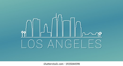 Los Angeles  CA  USA Skyline Linear Design  Flat City Illustration Minimal Clip Art  Background Gradient Travel Vector Icon 