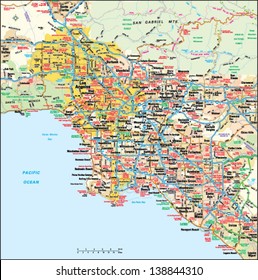 Los Angeles, California area map
