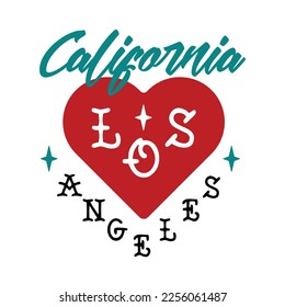 Los Angeles California badge. Heart love vector illustration