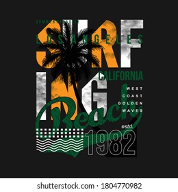 los angeles california beach summer graphic typography t shirt vector illustration