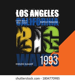 los angeles california beach summer graphic typography t shirt vector illustration