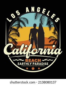 los angeles california beach t shirt design vector 