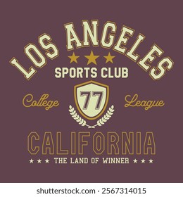 Los Angeles California, College League, Sports Club, Varsity Graphic for T-shir, Hoodie, Sweatshirt.  