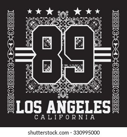 los angeles, california ,college sport bandana typography, t-shirt graphics, vectors 