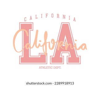 Los Angeles California college style typography. Vector illustration design for fashion graphics, t shirts, prints.