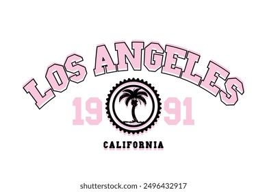 Los Angeles California college style typography. Vector illustration design for fashion, graphic, print, t shirt, slogan tee, poster, sticker.