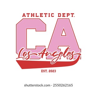 Los Angeles California estilo universitário vintage citação tipografia. Design de ilustração vetorial.