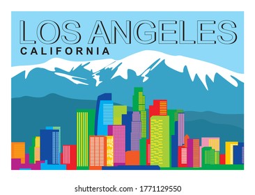 Los Angeles California colorful city skyline vector illustration