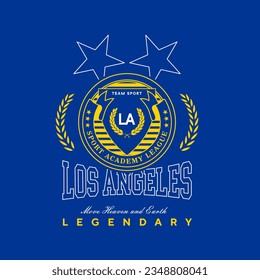 Los Angeles, California design for t-shirt. Football tee shirt print. Typography graphics for sportswear and apparel. Vector illustration.