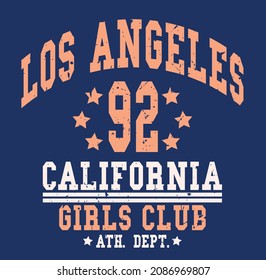 Los Angeles California Girls Club Slogan Vektorgrafik für T-Shirt und andere Verwendungszwecke