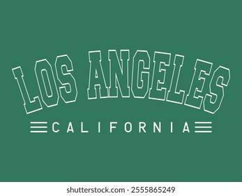 Los Angeles California green base typography graphic vector for the T-shirt.  