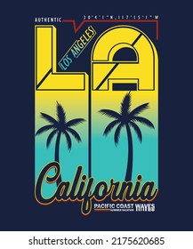 los angeles California  grunge for print t shirt with palm trees. Summer typography for apparel,Vector illustration art