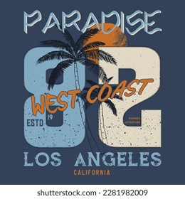 Los Angeles California just like a paradise retro vintage t-shirt graphic design . California vector typography vector, beach theme illustration,for t-shirt print and other uses