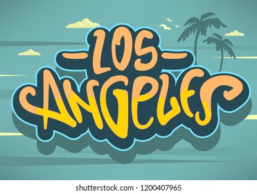 Los Angeles California  Label Sign  Logo Hand Drawn Lettering Modern Calligraphy for t shirt or sticker Vector Image