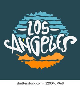 Los Angeles California  Label Sign  Logo Hand Drawn Lettering Modern Calligraphy for t shirt or sticker Vector Image