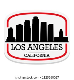 Los Angeles California  Label Stamp Icon Skyline City Design Tourism landmark.